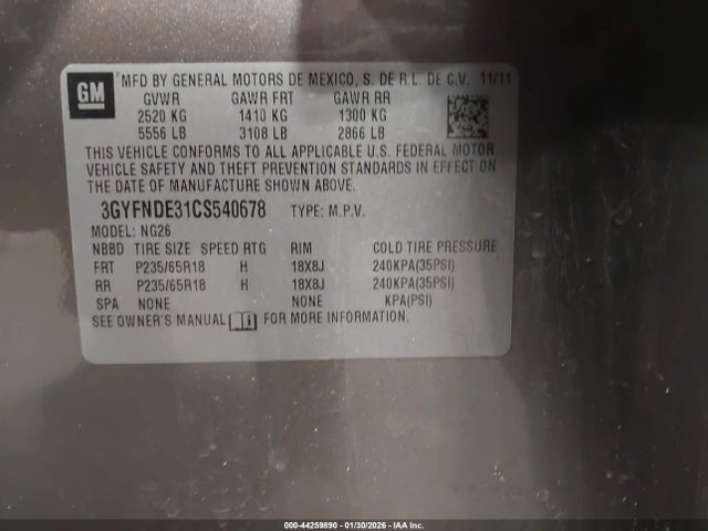 2012 CADILLAC SRX 3GYFNDE31CS540678 Photo 8