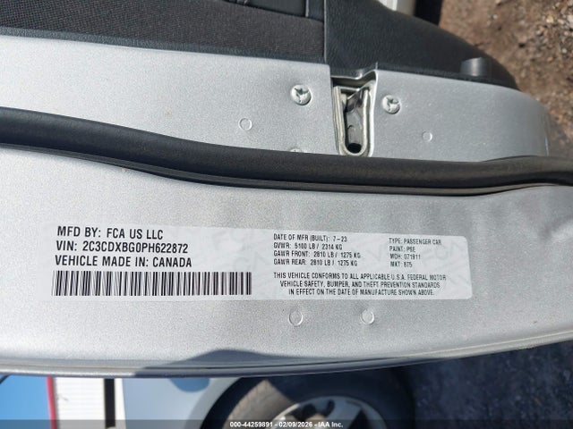 44259891 :رقم المزاد ، 2C3CDXBG0PH622872 vin ، 2023 Dodge Charger Sxt مزاد بيع
