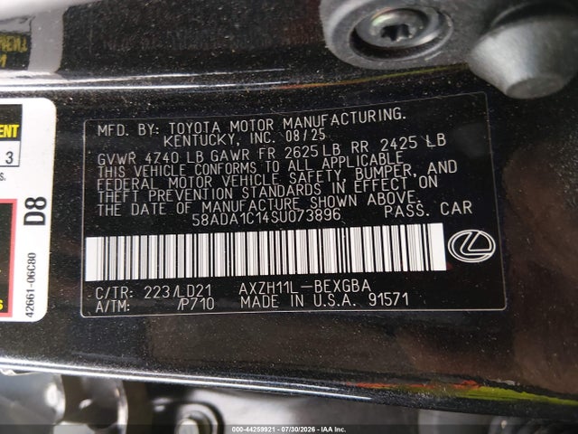 Lexus ES 300H 2025 58ADA1C14SU073896 Image 9