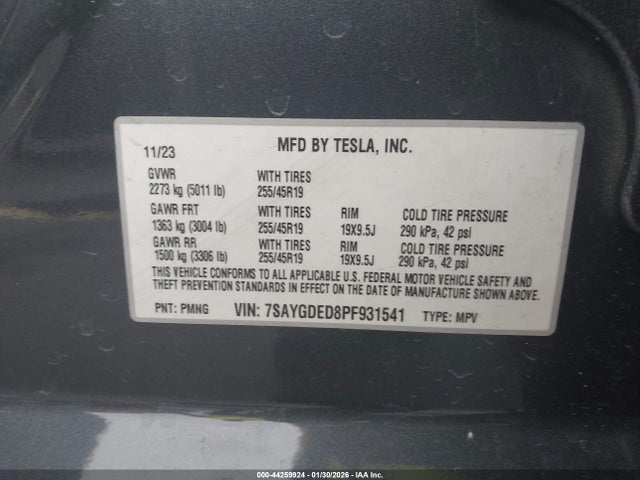 2023 TESLA MODEL Y 7SAYGDED8PF931541 Photo 8