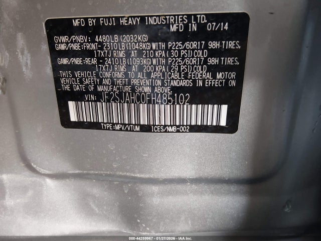 JF2SJAHC0FH485102 Subaru Forester 2.5i Limited