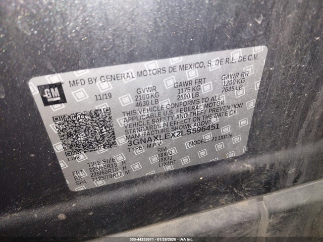 3GNAXLEX2LS596451 Chevrolet Equinox Fwd Lt 2.0l Turbo