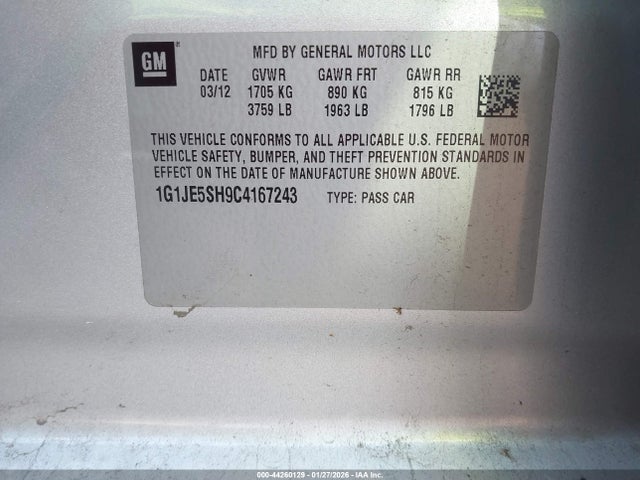 2012 CHEVROLET SONIC 1G1JE5SH9C4167243 Photo 8