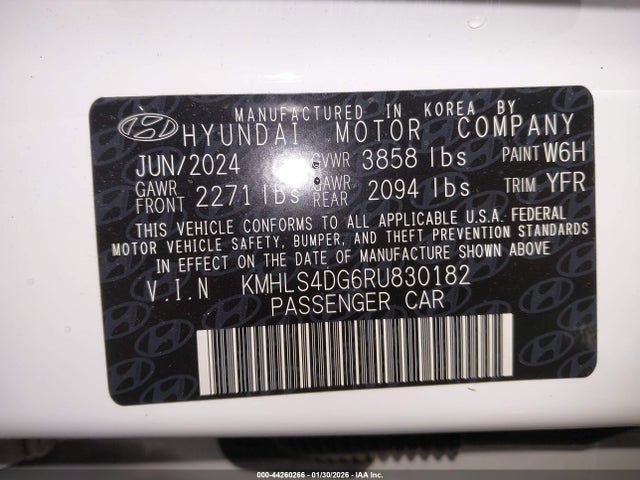 Aukcja sprzedaży 2024 Hyundai Elantra Sel, vin: KMHLS4DG6RU830182, numer aukcji: 44260266