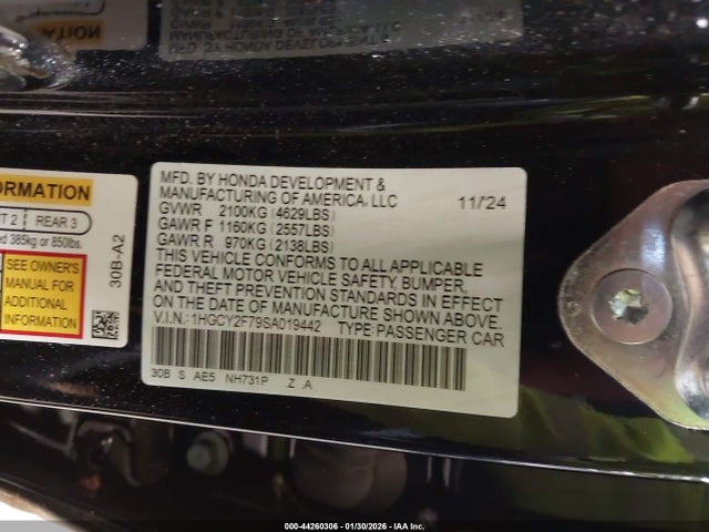 Продажа на аукционе авто 2025 Honda Accord Hybrid Sport-l, vin: 1HGCY2F79SA019442, номер лота: 44260306