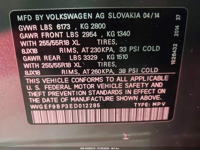 2014 VOLKSWAGEN TOUAREG WVGEF9BP3ED012285 Photo 8