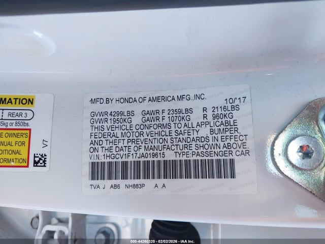1HGCV1F17JA019615 Honda ACCORD LX