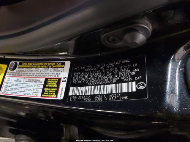 Aukcja sprzedaży 2021 Lexus Es 300h Luxury, vin: 58AEA1C15MU012080, numer aukcji: 44260359