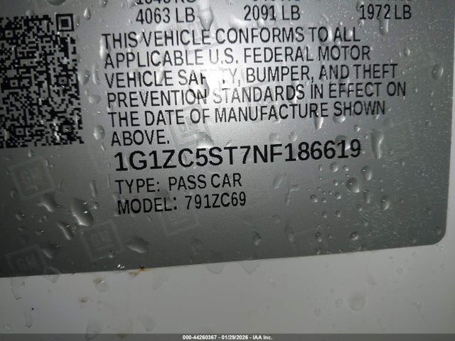 Продаж на аукціоні авто 2022 Chevrolet Malibu Fwd 1fl, vin: 1G1ZC5ST7NF186619, номер лоту: 44260367