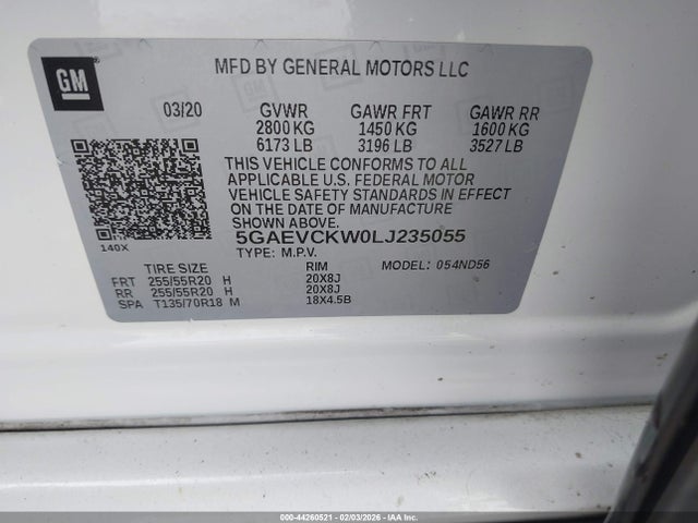 Aukcja sprzedaży 2020 Buick Enclave Awd Avenir, vin: 5GAEVCKW0LJ235055, numer aukcji: 44260521