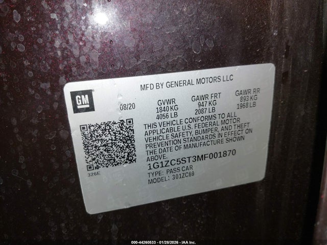 1G1ZC5ST3MF001870 Chevrolet Malibu Fwd 1fl