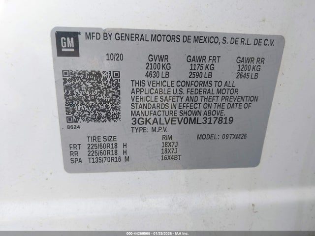3GKALVEV0ML317819 GMC Terrain Awd Slt