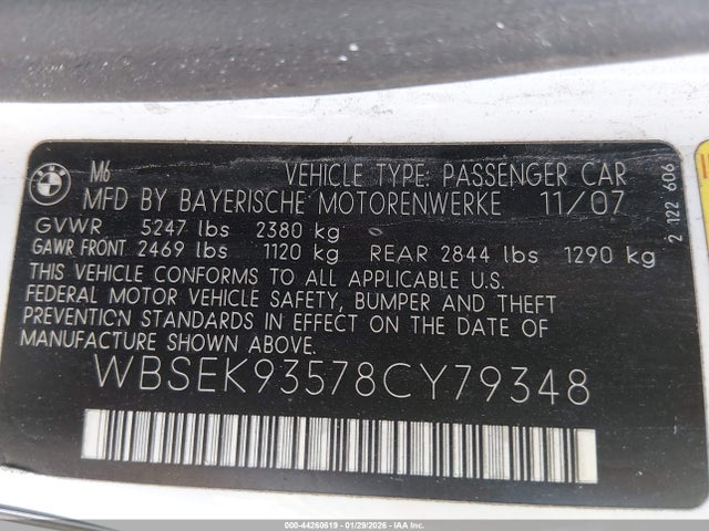 2008 BMW M6 WBSEK93578CY79348 Photo 8