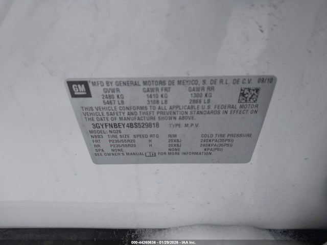 2011 CADILLAC SRX 3GYFNBEY4BS529818 Photo 8