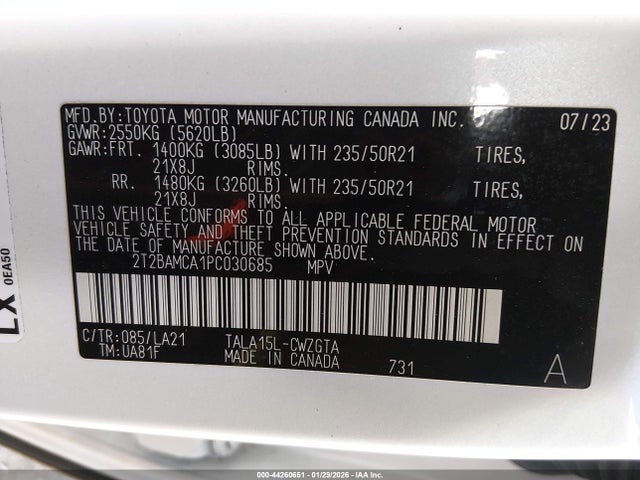 Aukcja sprzedaży 2023 Lexus Rx 350 Luxury, vin: 2T2BAMCA1PC030685, numer aukcji: 44260651