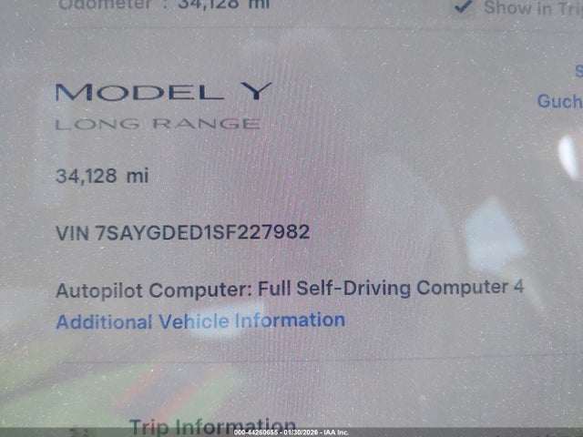 Aukcja sprzedaży 2025 Tesla Model Y Long Range Dual Motor Rear-wheel Drive, vin: 7SAYGDED1SF227982, numer aukcji: 44260655