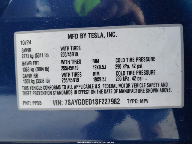 2025 TESLA MODEL Y 7SAYGDED1SF227982 Photo 8