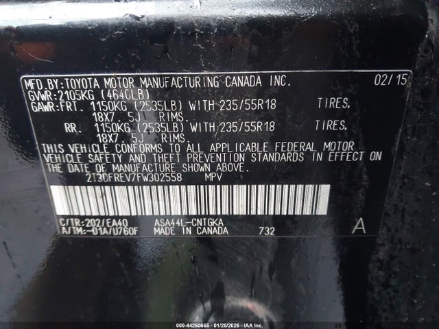 Toyota Rav4 Limited 2015 2T3DFREV7FW302558 Image 9