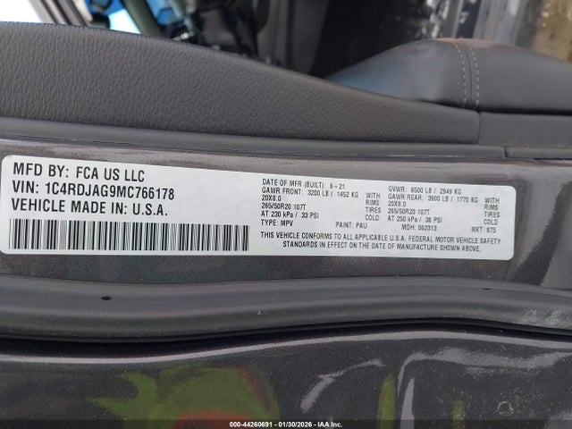 2021 DODGE DURANGO 1C4RDJAG9MC766178 Photo 8