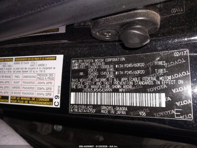 JTEBU5JR5H5424999 Toyota 4runner Limited