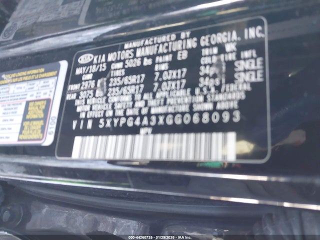 5XYPG4A3XGG068093 KIA Sorento 2.4l L