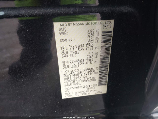 5N1AZ2MH1FN263739 Nissan MURANO S