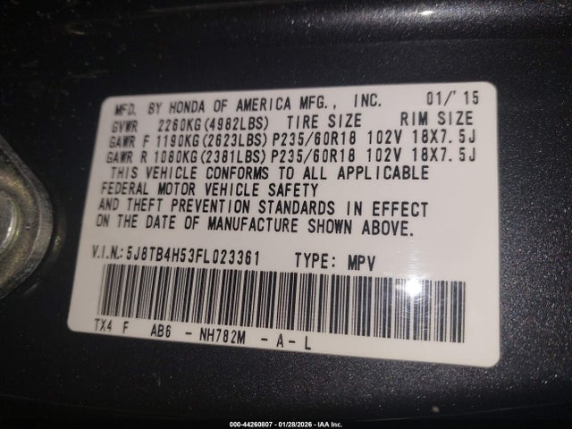 2015 ACURA RDX 5J8TB4H53FL023361 Photo 8