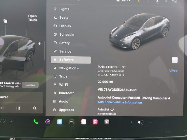 44260831 :رقم المزاد ، 7SAYGDEE2SF304951 vin ، 2025 Tesla Model Y Long Range Dual Motor All-wheel Drive مزاد بيع