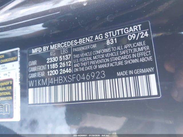W1KMJ4HBXSF046923 Mercedes-Benz Cle 300 4matic