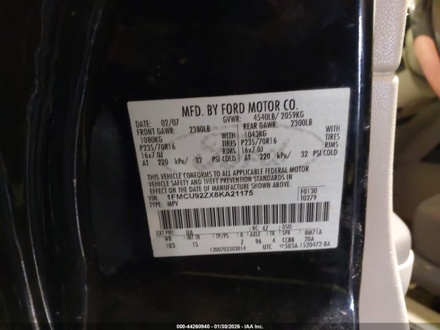 2008 FORD ESCAPE 1FMCU92ZX8KA21175 Photo 8