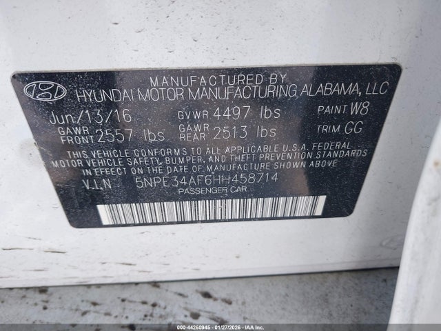Продажа на аукционе авто 2017 Hyundai Sonata Limited, vin: 5NPE34AF6HH458714, номер лота: 44260945