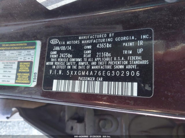 5XXGM4A76EG302906 KIA Optima Lx
