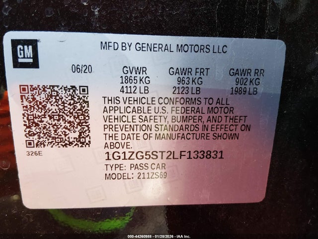 1G1ZG5ST2LF133831 Chevrolet Malibu Fwd Rs