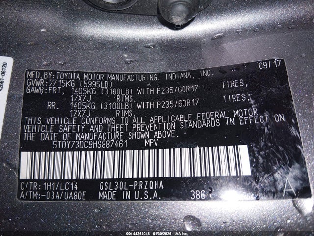 2017 TOYOTA SIENNA 5TDYZ3DC9HS887461 Photo 8