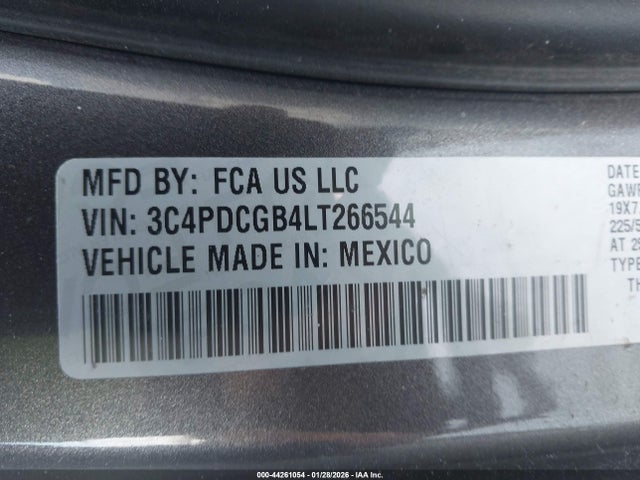 44261054 :رقم المزاد ، 3C4PDCGB4LT266544 vin ، 2020 Dodge Journey Crossroad مزاد بيع