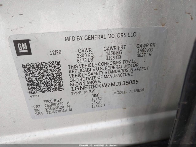 1GNERKKW7MJ135055 Chevrolet Traverse Fwd Premier