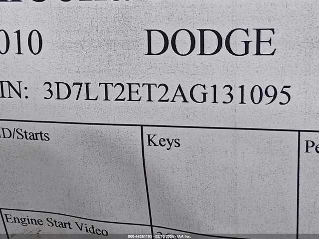 44261193 :رقم المزاد ، 3D7LT2ET2AG131095 vin ، 2010 Dodge Ram 2500 St مزاد بيع
