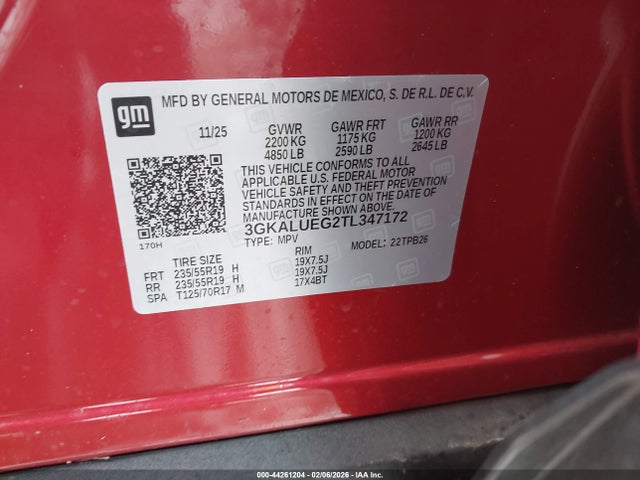 Продажа на аукционе авто 2026 Gmc Terrain Awd Elevation, vin: 3GKALUEG2TL347172, номер лота: 44261204