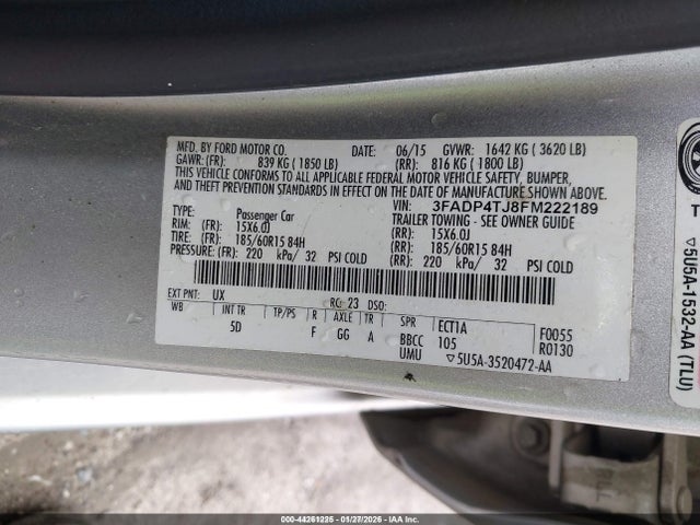 Ford FIESTA S 2015 3FADP4TJ8FM222189 Image 9