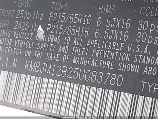 2005 HYUNDAI TUCSON KM8JM12B25U083780 Photo 8