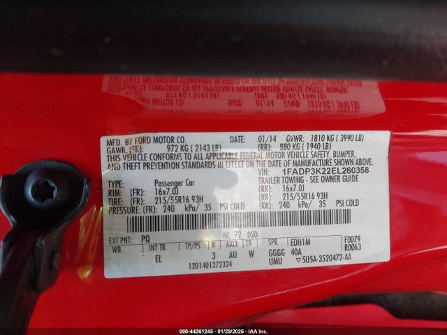 Ford FOCUS SE 2014 1FADP3K22EL260358 Image 9