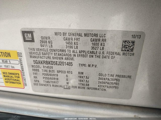 Buick Enclave Leather 2014 5GAKRBKD5EJ201485 Image 9