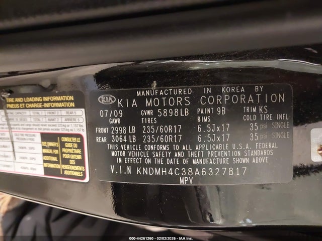 2010 KIA SEDONA KNDMH4C38A6327817 Photo 8