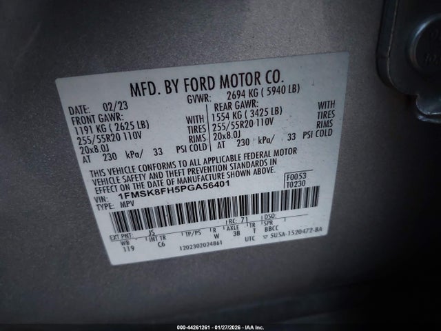 1FMSK8FH5PGA56401 Ford Explorer Limited