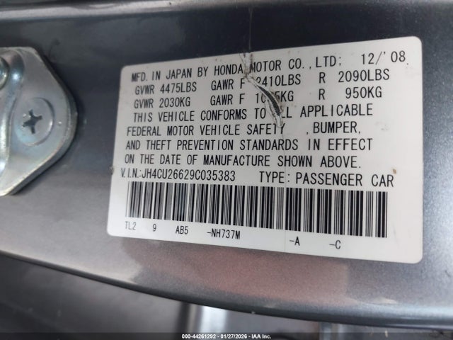 2009 ACURA TSX JH4CU26629C035383 Photo 8