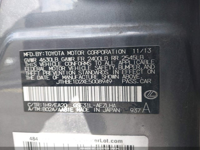 2014 LEXUS IS 350 JTHBE1D2XE5008949 Photo 8