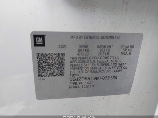 2021 CHEVROLET MALIBU 1G1ZD5ST9MF072150 Photo 8