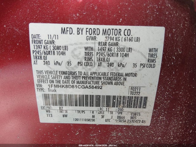 2012 FORD EXPLORER 1FMHK8D81CGA58492 Photo 8