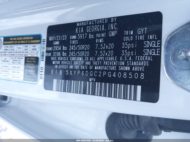 Aukcja sprzedaży 2023 Kia Telluride S, vin: 5XYP6DGC2PG408508, numer aukcji: 44261440