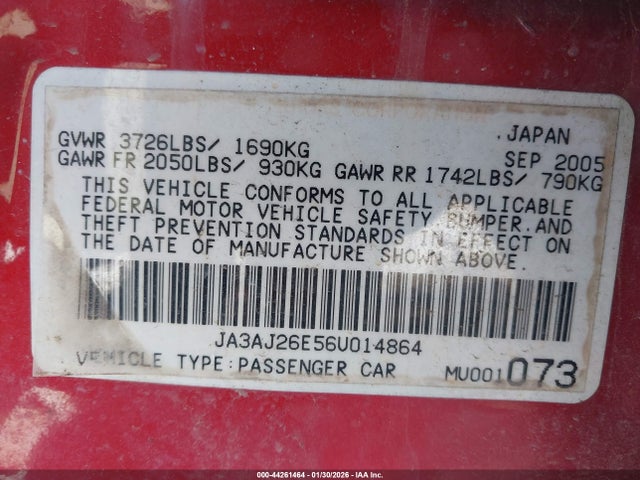 2006 MITSUBISHI LANCER JA3AJ26E56U014864 Photo 8